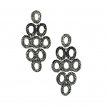 Swarovski Crystal Long Drop Pierced Earrings  Oxidized Gold Plated 