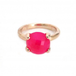 Faceted Pink Agate Stone Ring  18kt Rose Gold Plated Bronze  Size 8