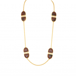 Mahogany Stone Necklace  Yellow Gold Plated