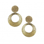 Swarovski Crystal Double Drop Hoop Pierced Earrings  Yellow Gold Plated