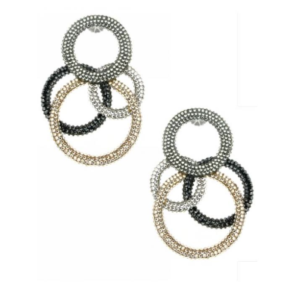Multi-Color Swarovski Crystal Earrings  White Gold Plated