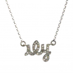I Love You Initials  Rhodium Diamond Pendant Necklace 17" Length