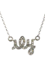 I Love You Initials  Rhodium Diamond Pendant Necklace 17" Length