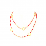 Ruby Stone Flower Station Necklace  Yellow Gold Plated
