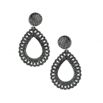 Teardrop Swarovski Crystal Pierced Earrings  Oxidized Gold Plated