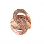 Cubic Zirconia Swirly Ring  Rose Gold Plated over Sterling Silver