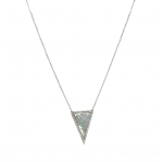 Triangle Mother of Pearl Necklace with Cubic Zirconia Surrounding  Sterling Silver