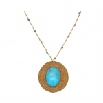 Organic Turquoise Necklace  Yellow Gold Plated