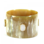 Light Horn Wide Bangle with White Druzy Stones