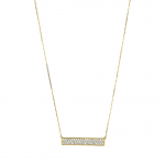 Baguette Necklace with Swarvoski Crystals  Yellow Gold Plated  16" Length  1 1/4" Baguette Length