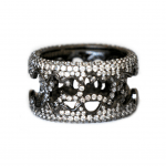 Design Ring with Cubic Zirconia  Oxidized Gold Plated  Size 7