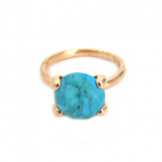 Faceted Turquoise Stone Ring  18kt Rose Gold Plated Bronze  Size 7