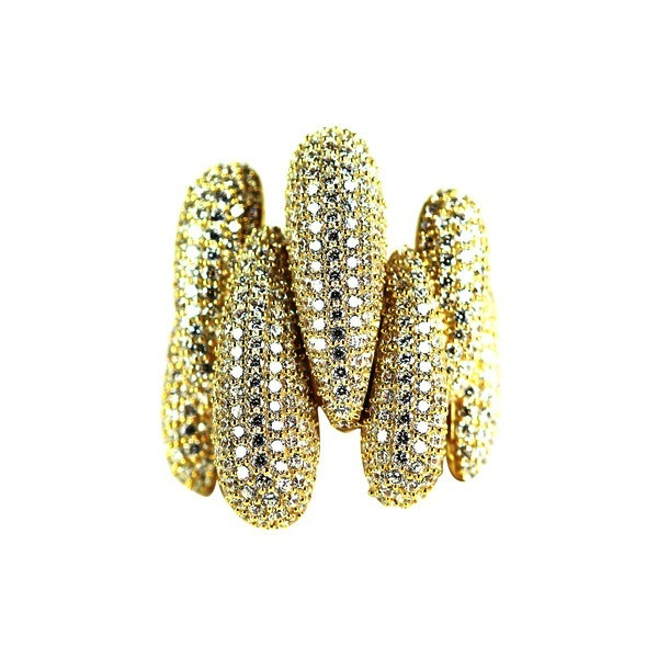 Seven Standing Cubic Zirconia Ring  Yellow Gold Plated