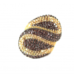 Multi-Color Swarovski Crystal Wavy Ring  Yellow Gold Plated  Ring Size 7