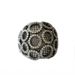 Cubic Zirconia Circle Dome Ring  Oxidized Gold Plated over Sterling Silver