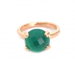 Faceted Green Agate Stone Ring  18kt Rose Gold Plated Bronze  Size 7