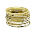 Set of 14 Horn Bangles with Swarovski Crystals Variate Natural Colors