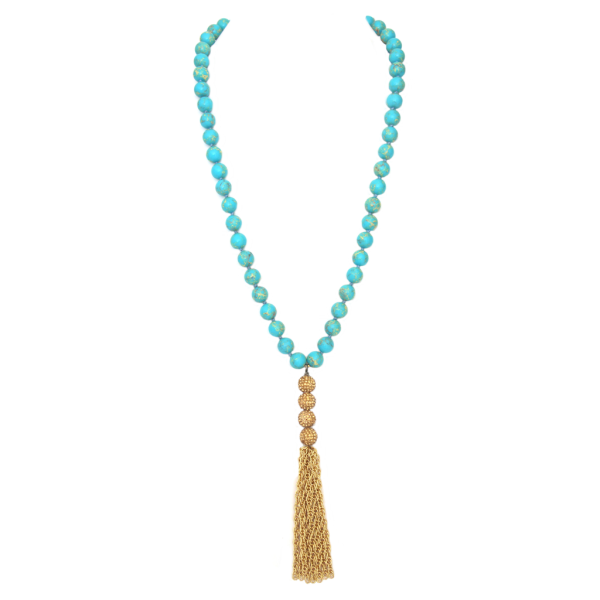 Tassel Turquiose and Swarovski Crystal Necklace