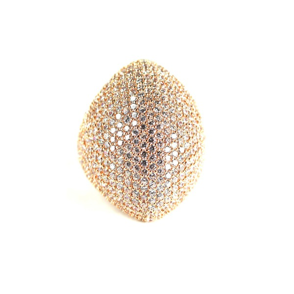 Oval Dome Cubic Zirconia Ring  Rose Gold Plated  Size 8
