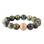 Labradorite Stretch Bracelet with Swarovski Crystals  Rose Gold Plated
