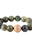 Labradorite Stretch Bracelet with Swarovski Crystals  Rose Gold Plated