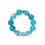 Aqua Quartz Beaded Bracelet with Pave Charm
