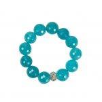 Aqua Quartz Beaded Bracelet with Pave Charm
