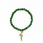 Emerald Stretch Bracelet with Gun Pendant