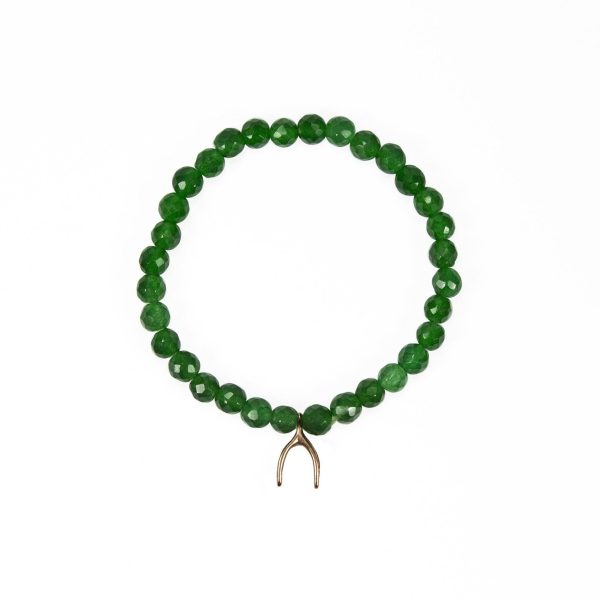 Emerald Stretch Bracelet with Wishbone Pendant