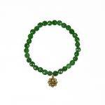 Emerald Stretch Bracelet with Fleur Di Lis Pendant