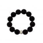 Black Onyx Bracelet with Pave Charm Detail
