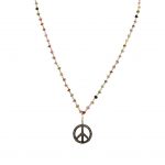 Multi-color Beaded Necklace with Medium Size Peace Pendant