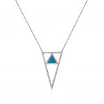 Triangle Pendant Necklace with Opal Stone