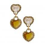 Double Drop Heart Earrings with Swarovski Crystals