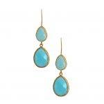 Blue Chalcedony Double Teardrop Earrings