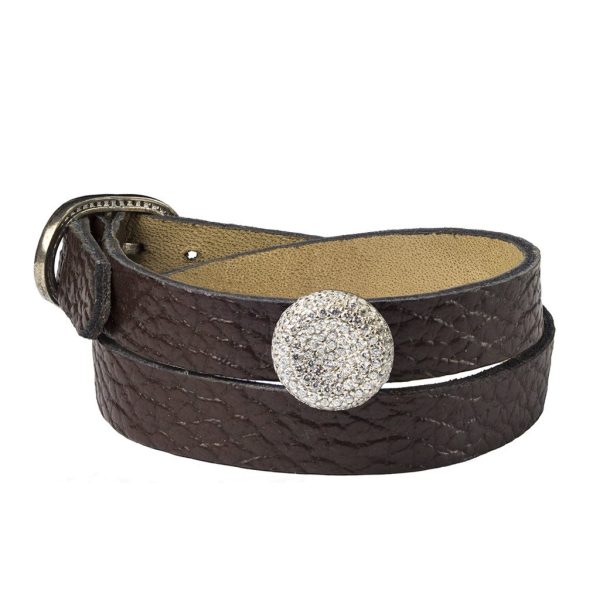Pave Disc Wrap Leather Bracelet