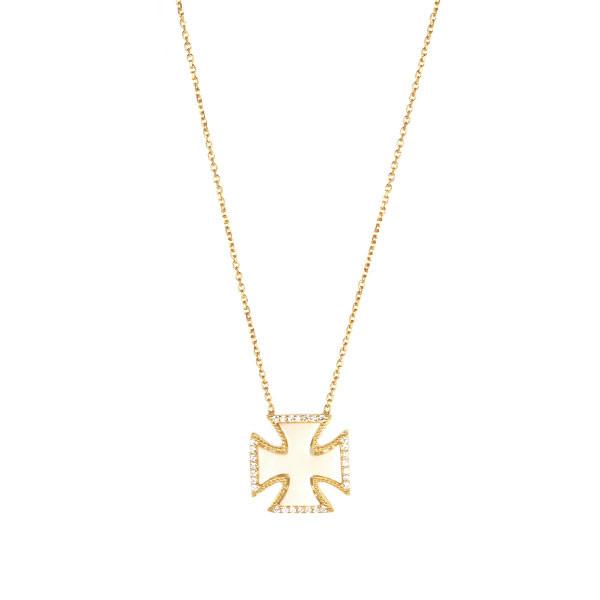 Iron Cross Pearl Necklace