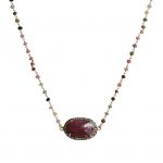 Safirs Necklace with Multi-Colored Stone