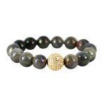 Labradorite Stretch Bracelet with Swarovksi Crystals Yellow Gold Plated