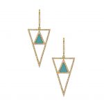 Triangle Drop Earrings with Turquoise Stone