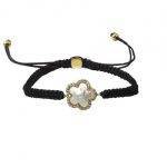 Adjustable Pave Mother of Pearl Flower Bracelet