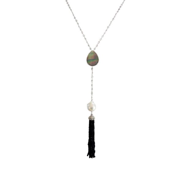 Grey Mother of Pearl Long Necklace