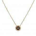 Black Flower Disc Necklace