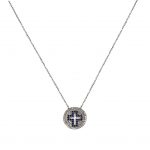 Pave Engraved Cross Necklace