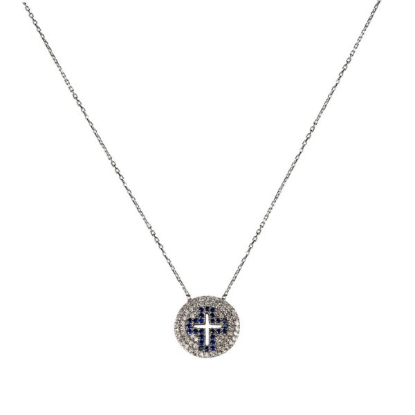 Pave Engraved Cross Necklace