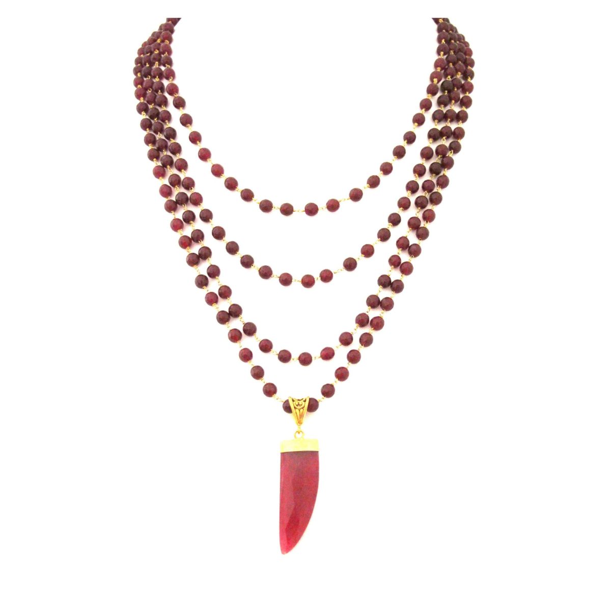 Ruby Beaded Layered Necklace