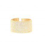 15 Tier Swarovski Crystal Flexible Cuff Bracelet  Yellow Gold Plated