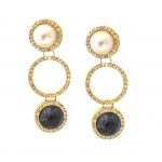 Triple Drop Pearl and Lapis Earring