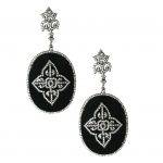 Black Onyx Flower Earrings