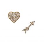 Mini Arrow & Heart Diamond Earrings